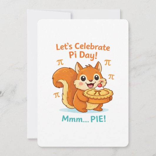 Funny Pi Day Animal with Pie – Math Lover Gift 招待状 (正面)