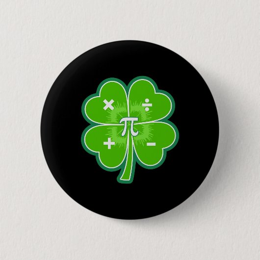 Funny Pi Day Math Patricks Day Luck Shamrock Green 缶バッジ (正面)