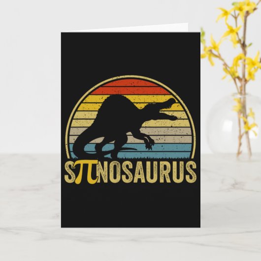 Funny Pi Day Pun - Spinosaurus Dinosaur Math Teach カード (黄色い花)