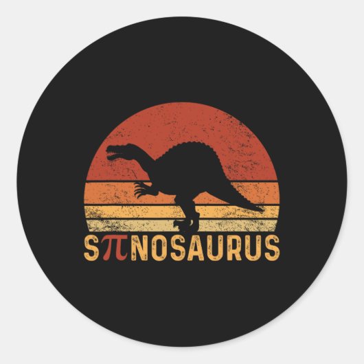 Funny Pi Day Pun Spinosaurus Dinosaur Math Teacher ラウンドシール (正面)
