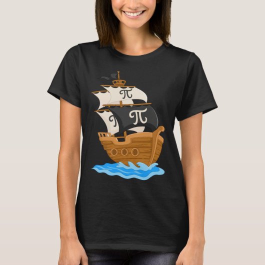 Funny Pi-rate Ship Happy Pi Day Math Lover Geek Pi Tシャツ (正面)
