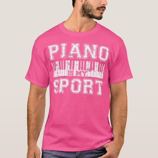 Funny Pianist Distressed Piano Tシャツ (正面)