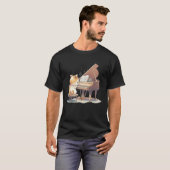 Funny Piano Music Cat Men Women Kids Cat Piano Lov Tシャツ (正面フル)