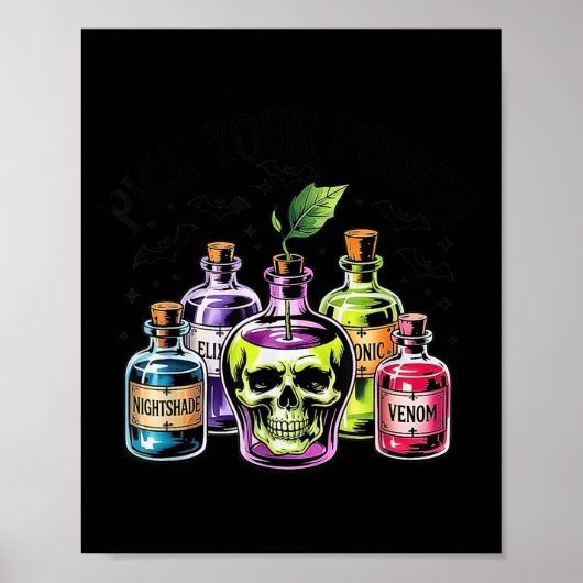 Funny Pick Your Poison Apple Halloween Gothic Prin ポスター (正面)