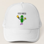 Funny Pickle Monster Pickleball Cartoon キャップ (正面)