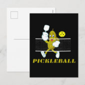 Funny Pickle Playing Pickleball  シーズンポストカード (正面/裏面)