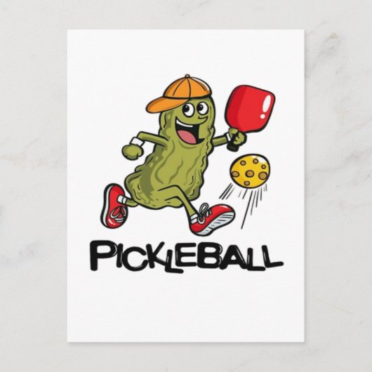 Funny Pickle Playing Pickleball シーズンポストカード (正面)