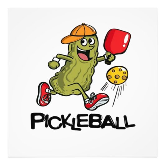 Funny Pickle Playing Pickleball  フォトプリント (正面)