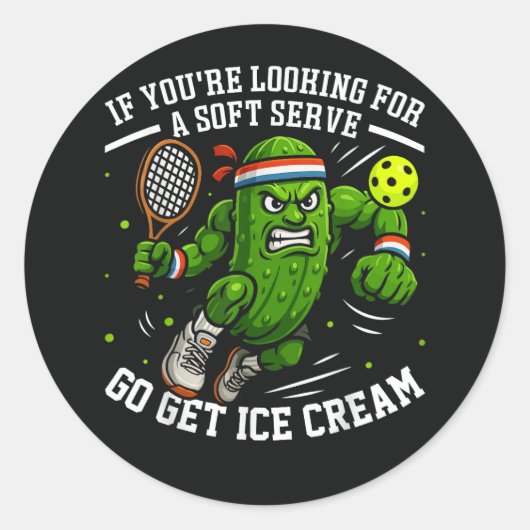 Funny Pickle Playing Pickleball ラウンドシール (正面)