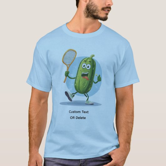 Funny Pickle Playing Pickleball Custom Text Tシャツ (正面)