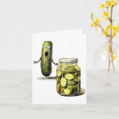 Funny Pickle Surprise A Cucumber And A Jar Of Slic カード (黄色い花)