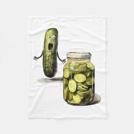 Funny Pickle Surprise A Cucumber And A Jar Of Slic フリースブランケット (正面)