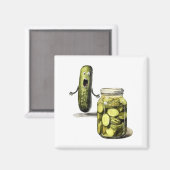 Funny Pickle Surprise A Cucumber And A Jar Of Slic マグネット (正面/裏面)