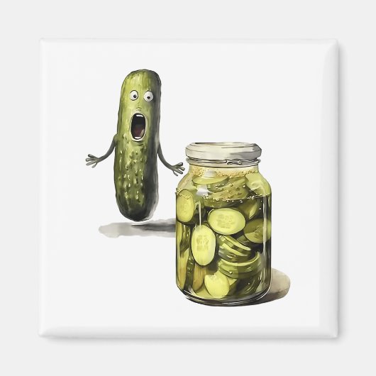 Funny Pickle Surprise A Cucumber And A Jar Of Slic マグネット (正面)