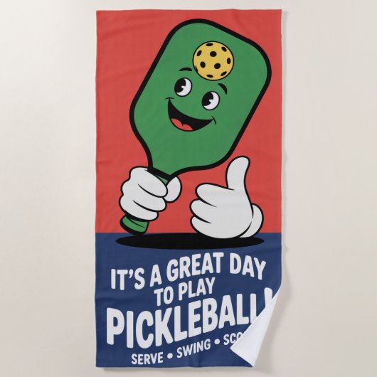 Funny Pickleball A Great Day To Play Pickleball ビーチタオル (正面)