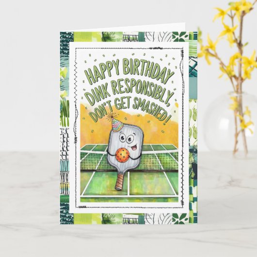 Funny Pickleball Birthday Card  カード (黄色い花)