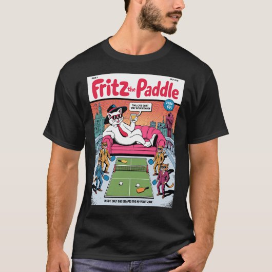 Funny Pickleball Cool Cats Rooftop Rally POSTER Tシャツ (正面)