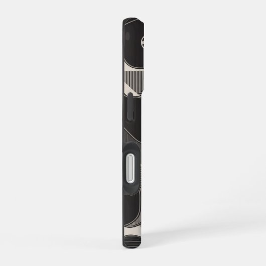 Funny Pickleball Grayscale Paddle Pattern iPhone 16ケース (右側面)