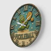 Funny Pickleball Pickle Cute Cartoon Player Gift ラージ壁時計 (傾斜)