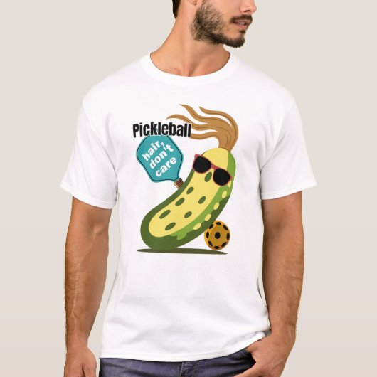 Funny Pickleball | Pickleball Hair Don’t Care Tシャツ (正面)