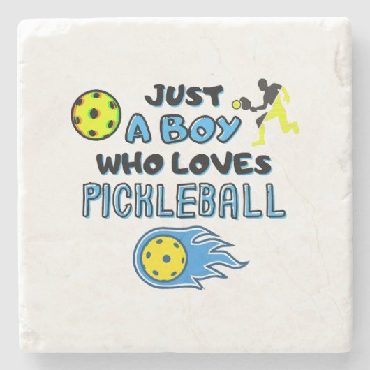 Funny Pickleball Player Just A Boy Who Loves Pickl ストーンコースター (正面)