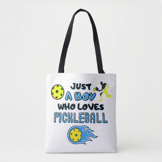 Funny Pickleball Player Just A Boy Who Loves Pickl トートバッグ (正面)
