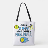 Funny Pickleball Player Just A Boy Who Loves Pickl トートバッグ (裏面)