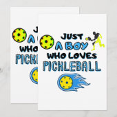 Funny Pickleball Player Just A Boy Who Loves Pickl 招待状 (正面/裏面)
