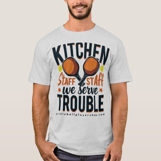 Funny Pickleball T-Shirt Grey- "Kitchen Staff" Tシャツ (正面)