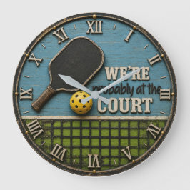 Funny Pickleball We're Probably at the Court ラージ壁時計