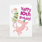 Funny Pig Add The Age Giant Birthday Cake Cartoon カード (正面)