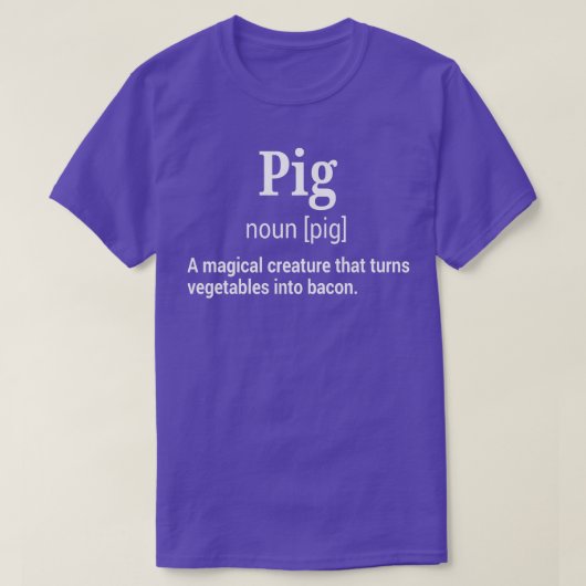 Funny Pig and Bacon Definition Hilarious Sarcastic Tシャツ (デザイン正面)