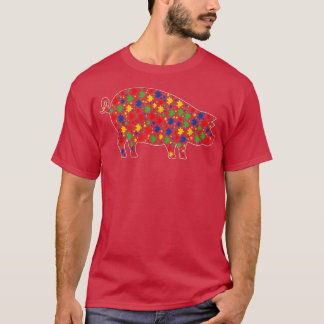 Funny Pig Animals Puzzle Pieces Autism Awareness Tシャツ