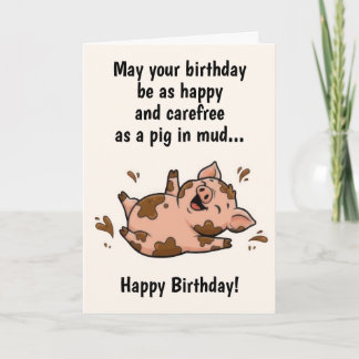 Funny Pig Birthday カード