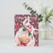 Funny Pig Birthday Card ポストカード (スタンド正面)