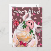 Funny Pig Birthday Card ポストカード (正面/裏面)