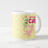 Funny Pig Coffee Daily Excuse For Cake Cartoon ジャンボコーヒーマグカップ (正面右)