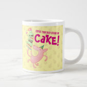 Funny Pig Coffee Daily Excuse For Cake Cartoon ジャンボコーヒーマグカップ (右)