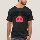 Funny pig face wearing sunglasses easy DIY hallowe Tシャツ (正面)