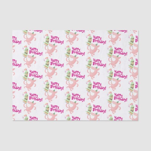 Funny Pig Happy Birthday! Giant Layer Cake Cartoon 薄葉紙 (正面)