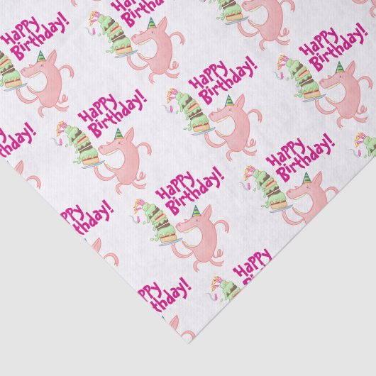 Funny Pig Happy Birthday! Giant Layer Cake Cartoon 薄葉紙 (詳細)