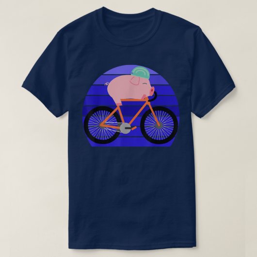 Funny Pig Lover Riding Bike Novelty Animal Birthda Tシャツ (デザイン正面)