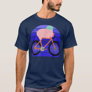 Funny Pig Lover Riding Bike Novelty Animal Birthda Tシャツ