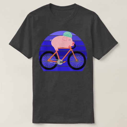 Funny Pig Lover Riding Bike Novelty Animal Birthda Tシャツ (デザイン正面)