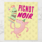 Funny Pig Pignot Noir Birthday Wine Cartoon ワインラベル (シングルラベル)