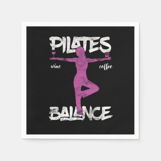 Funny Pilates Balancing Yoga Fitness Wine Drinker スタンダードカクテルナプキン (正面)