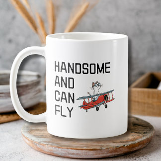 Funny Pilot Quote Handsome and Can Fly Aviator  コーヒーマグカップ