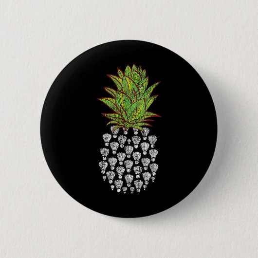 Funny Pineapple Distressed Design Badminton Sport 缶バッジ (正面)