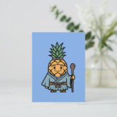 Funny Pineapple Sensei Master Samurai Illustration ポストカード (スタンド正面)