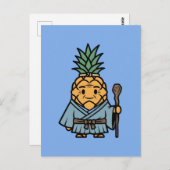 Funny Pineapple Sensei Master Samurai Illustration ポストカード (正面/裏面)
